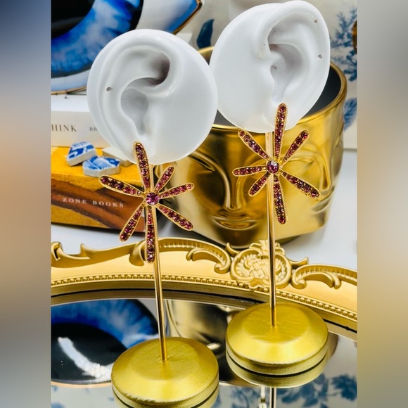 🆕 OSCAR DE LA RENTA 🧿 NWOT Daisy Pave Stud Earrings - Swarovski Crystal Pink - Picture 15 of 16